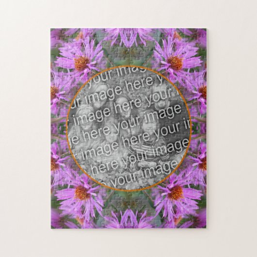 Pink New England Aster Flowers Uw foto toevoegen Legpuzzel (Verticaal)