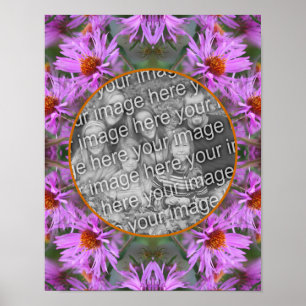 Pink New England Aster Flowers Uw foto toevoegen Poster