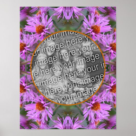 Pink New England Aster Flowers Uw foto toevoegen Poster (Voorkant)