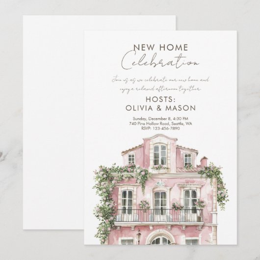 Pink new home celebration Housewarming Kaart (Voorkant / Achterkant)