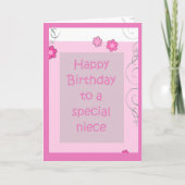 Pink Niece Daisy Birthday Kaart (Voorkant)