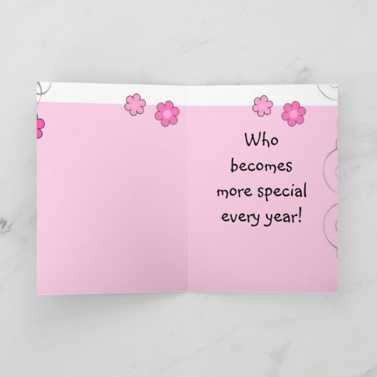 Pink Niece Daisy Birthday Kaart (Binnen)