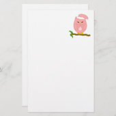 Pink Night Owl Design Briefpapier (Voorkant / Achterkant)