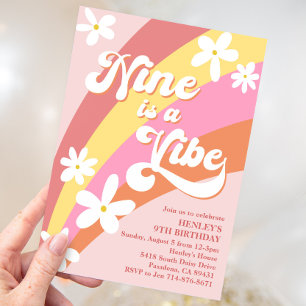 Pink Nine is een Vibe Retro Daisy Rainbow Birthday Kaart