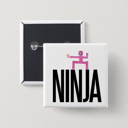 Pink Ninja Vierkante Button 5,1 Cm (Voorkant /achterkant)