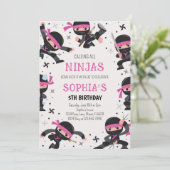 Pink Ninja Warrior Martial Arts Verjaardag Kaart (Staand voorkant)