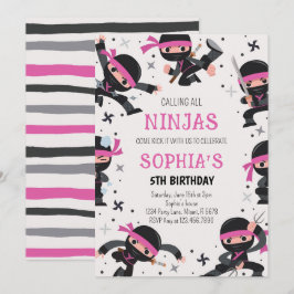 Pink Ninja Warrior Martial Arts Verjaardag Kaart