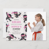 Pink Ninja Warrior Martial Arts Verjaardagsfoto Kaart (Voorkant)