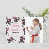 Pink Ninja Warrior Martial Arts Verjaardagsfoto Kaart (Staand voorkant)