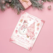 Pink Nontraditional Snowman Tree Christmas Party Kaart