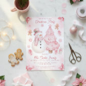 Pink Nontraditional Snowman Tree Christmas Party Kaart