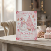 Pink Nontraditional Snowman Tree Christmas Party Kaart