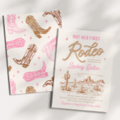 Pink Not Her First Rodeo Baby Shower Invitation Kaart