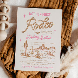 Pink Not Her First Rodeo Baby Shower Invitation Kaart
