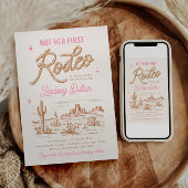 Pink Not Her First Rodeo Baby Shower Invitation Kaart
