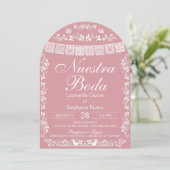 Pink Nuestra Boda Papel Picado Spanish Wedding Kaart (Staand voorkant)
