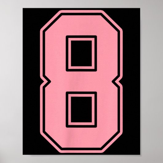 Pink Number 8 Jersey Player Uniform #8  Poster (Voorkant)
