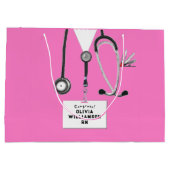 Pink Nurse Graduation Large Gift Bag Groot Cadeauzakje (Achterkant)