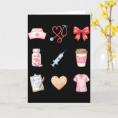 Pink Nurse Valentine Stethoscope Scrubs Heart Medi Kaart (Gele Bloem)