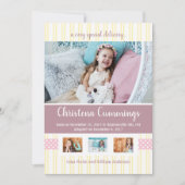 Pink Nursery Stripes Adoptie Aankondiging (Voorkant)