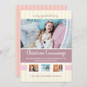 Pink Nursery Stripes Adoptie Aankondiging (Voorkant / Achterkant)