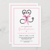 Pink Nursing School BSN Afstudeerfeest Kaart (Voorkant / Achterkant)