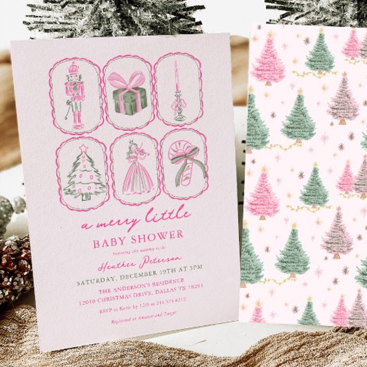 Pink Nutcracker A Merry Little Baby Shower Kaart