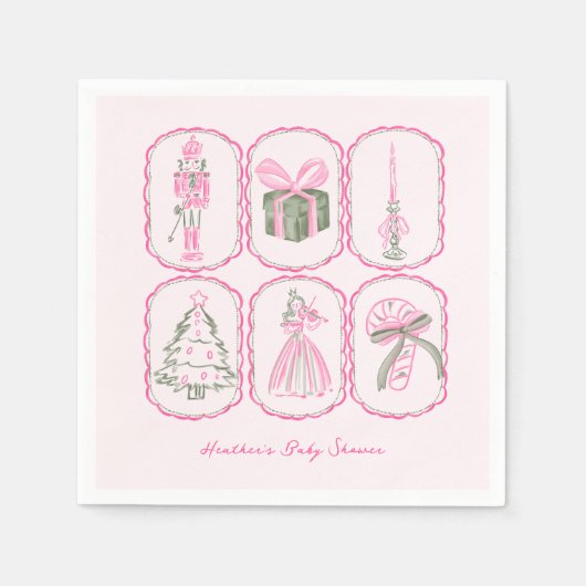 Pink Nutcracker A Merry Little Baby Shower Servet (Voorkant)