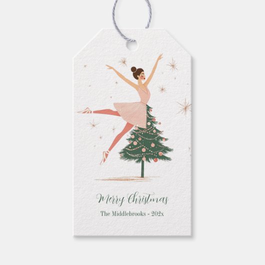 Pink Nutcracker Ballerina Cadeaulabel (Voorkant)