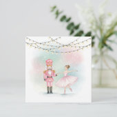 Pink Nutcracker & Ballerina  Christmas Card  Kaart (Staand voorkant)