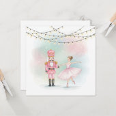 Pink Nutcracker & Ballerina  Christmas Card  Kaart (Voorkant / Achterkant in situ)