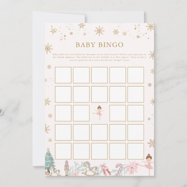 Pink Nutcracker Ballet Baby Bingo Game  (Voorkant)