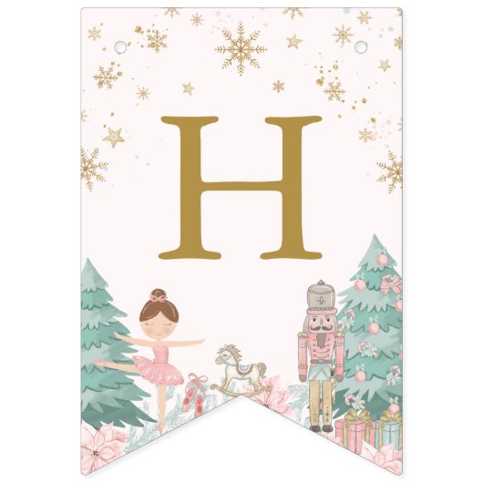 Pink Nutcracker Ballet Birthday Bunting Flags Vlaggetjes (Tweede vlag)