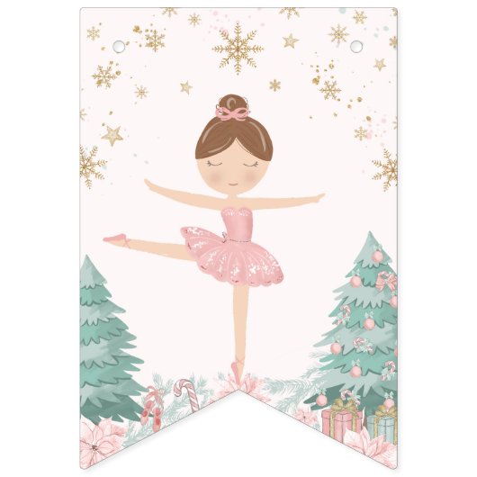 Pink Nutcracker Ballet Birthday Bunting Flags Vlaggetjes (Eerste vlag)