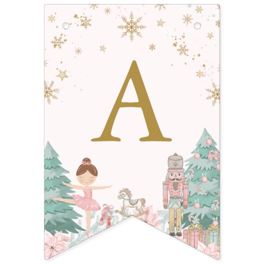 Pink Nutcracker Ballet Birthday Bunting Flags Vlaggetjes (Derde vlag)