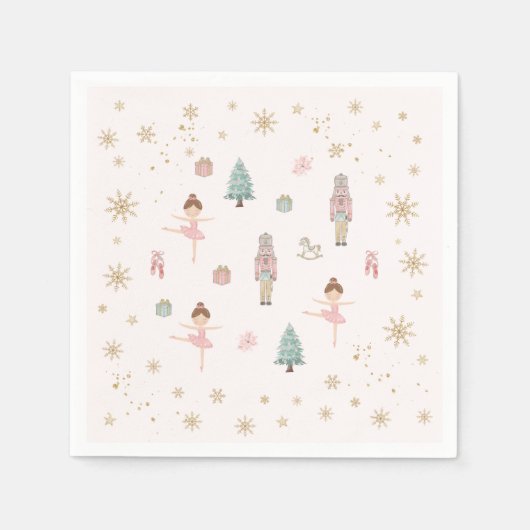 Pink Nutcracker Ballet Birthday Paper Napkins Servet (Voorkant)