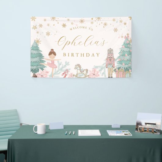 Pink Nutcracker Ballet Birthday Welcome Banner (Beurs)
