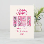 Pink Nutcracker Ballet Christmas Feestdagenkaart (Staand voorkant)