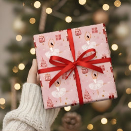 Pink Nutcracker Ballet Christmas Gift Wrap Cadeaupapier