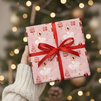Pink Nutcracker Ballet Christmas Gift Wrap Cadeaupapier