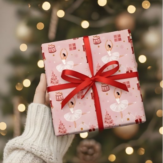 Pink Nutcracker Ballet Christmas Gift Wrap Cadeaupapier