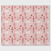 Pink Nutcracker Ballet Christmas Gift Wrap Cadeaupapier (Vlak)
