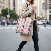 Pink Nutcracker Ballet Christmas Seamless Pattern Tote Bag