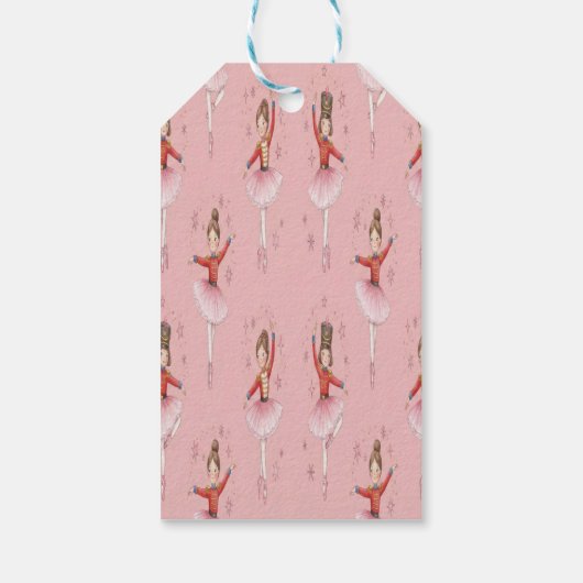 Pink Nutcracker Ballet Theme Girls Cadeaulabel (Achterkant)