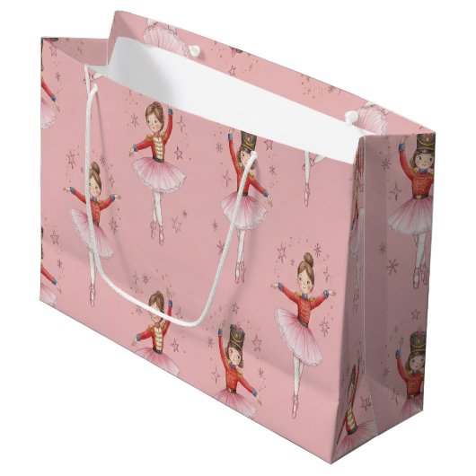 Pink Nutcracker Ballet Theme Girls Groot Cadeauzakje (Voorkant Gekanteld)