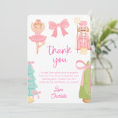 Pink Nutcracker Birthday Photo Thank You Card Kaart (Staand voorkant)