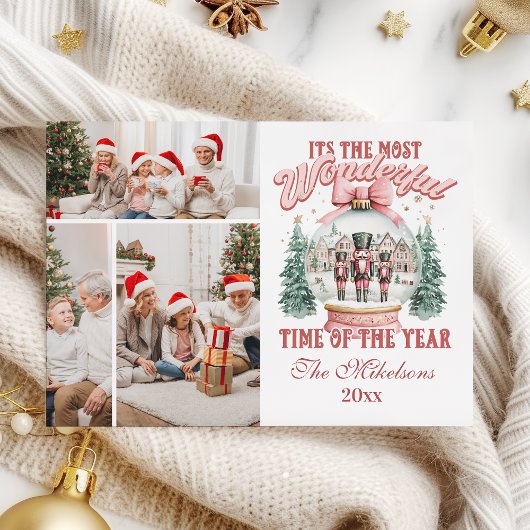 Pink Nutcracker Christmas 3 Photo Wonderland Gl Feestdagenkaart