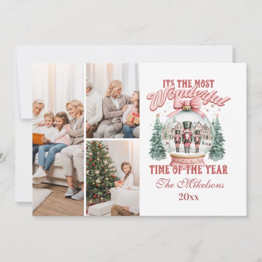  Pink  Nutcracker Christmas 3 Photo  Wonderland Gl Feestdagenkaart (Voorkant)