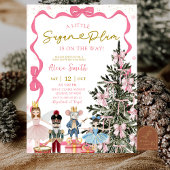 Pink Nutcracker Christmas Baby Shower Kaart
