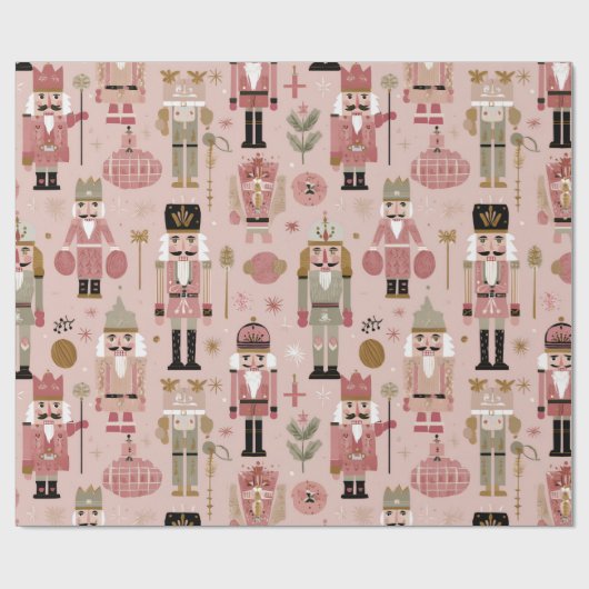 Pink Nutcracker Christmas Cadeaupapier (Vlak)